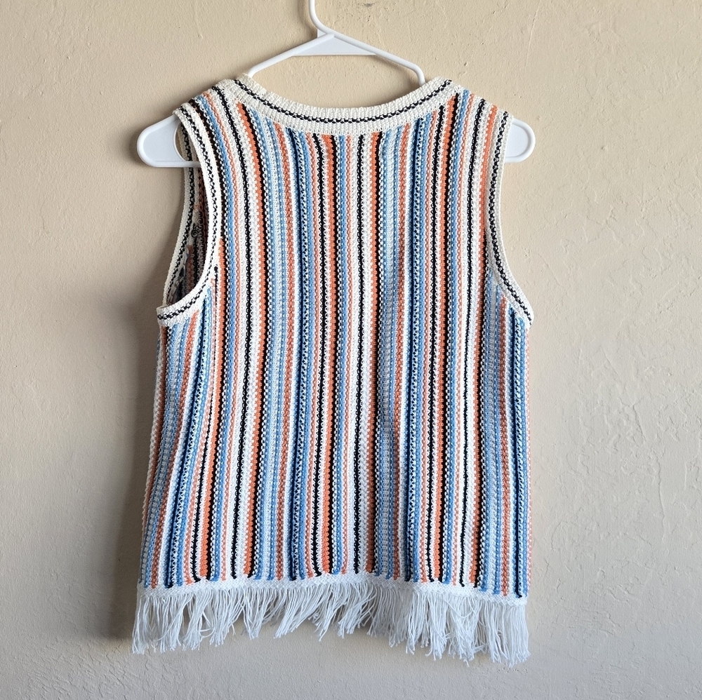 Lou & Grey For Loft Fringe Striped Multicolor Boho Style Tank Size Small - Picture 5 of 12